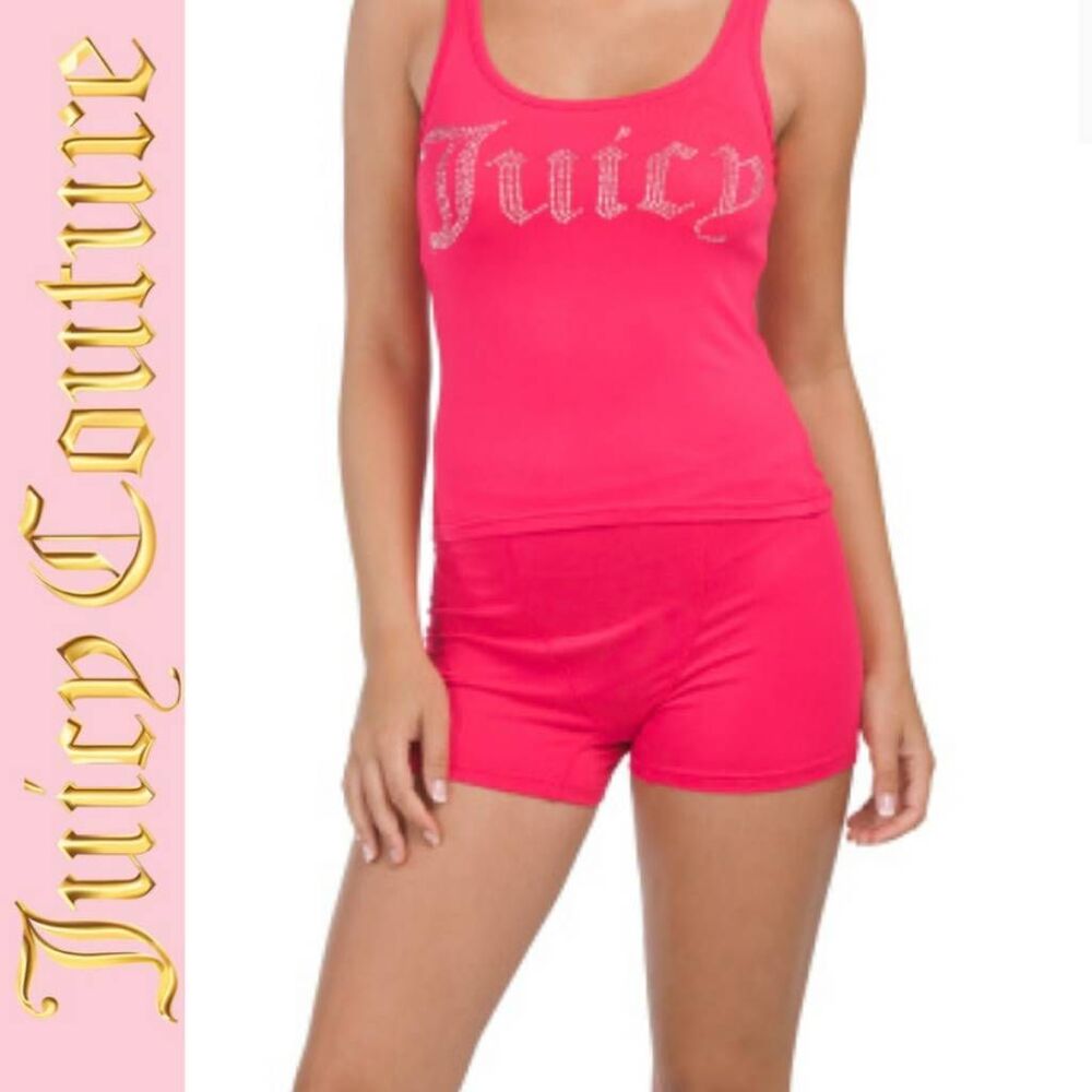 Juicy Couture Rhinestone‎ Logo Tank & Boxer Short PJ Set